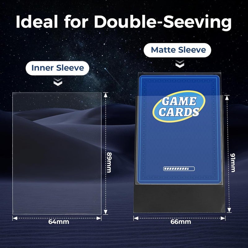 Fabmaker 500 حزمة أكمام داخلية، أكمام داخلية شفافة ممتازة للتغليف المزدوج، لحماية جميع بطاقاتك القياسية، بطاقات التداول، لا تتمزق 64x89 مم - Image 2